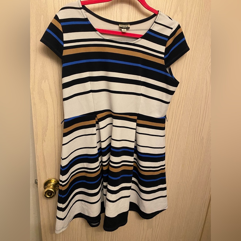 Haani Woman Career Formal Stripe Fit & Flare Dress Size Petite Large